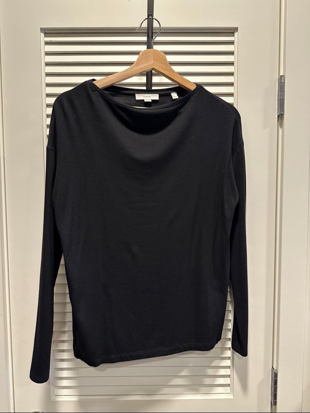 Vince Black Long Sleeve Boatneck Top